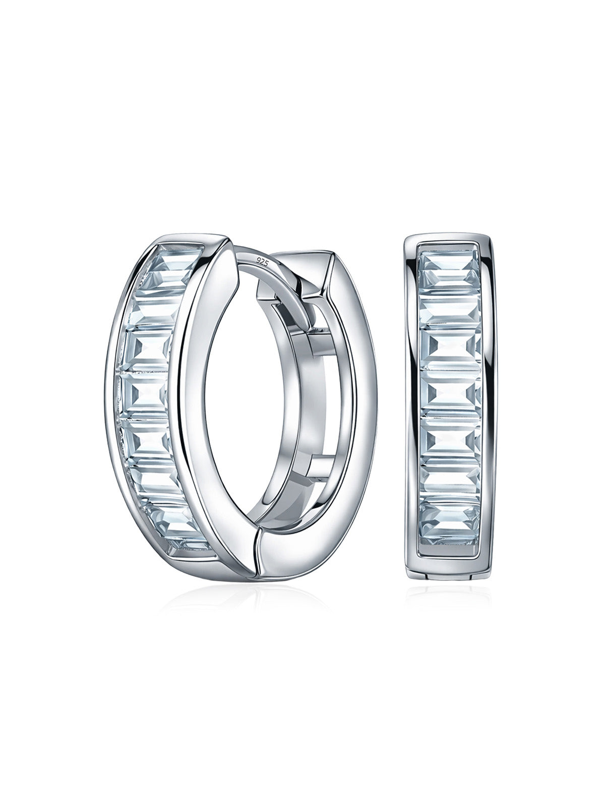 Quadra Rectangle CZ Women's Huggie Earrings