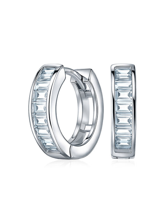 Quadra Rectangle CZ Women's Huggie Earrings