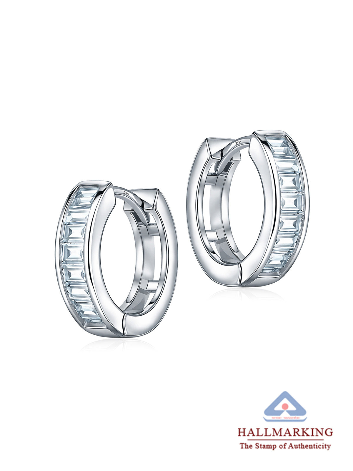 Quadra Rectangle CZ Women's Huggie Earrings