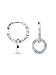 Cerchio CZ Double Hoop Women's Huggie Earrings
