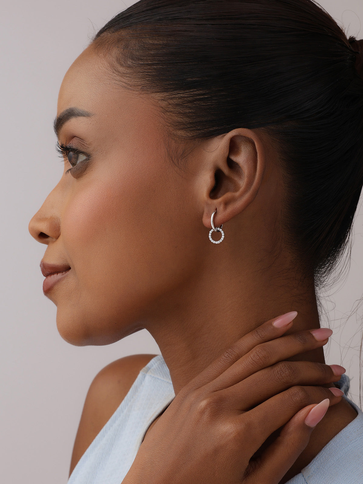 Rhodium Everyday Huggie Hoops
