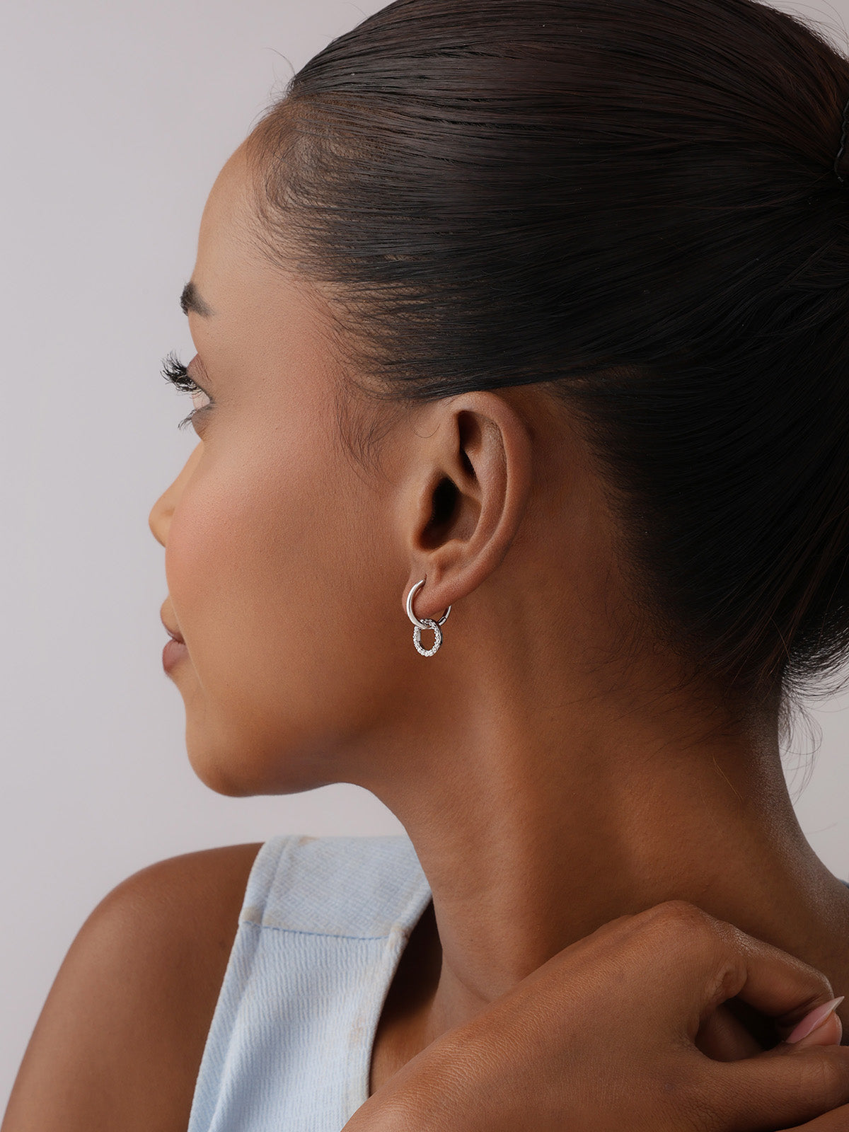 Rhodium Everyday Huggie Hoops