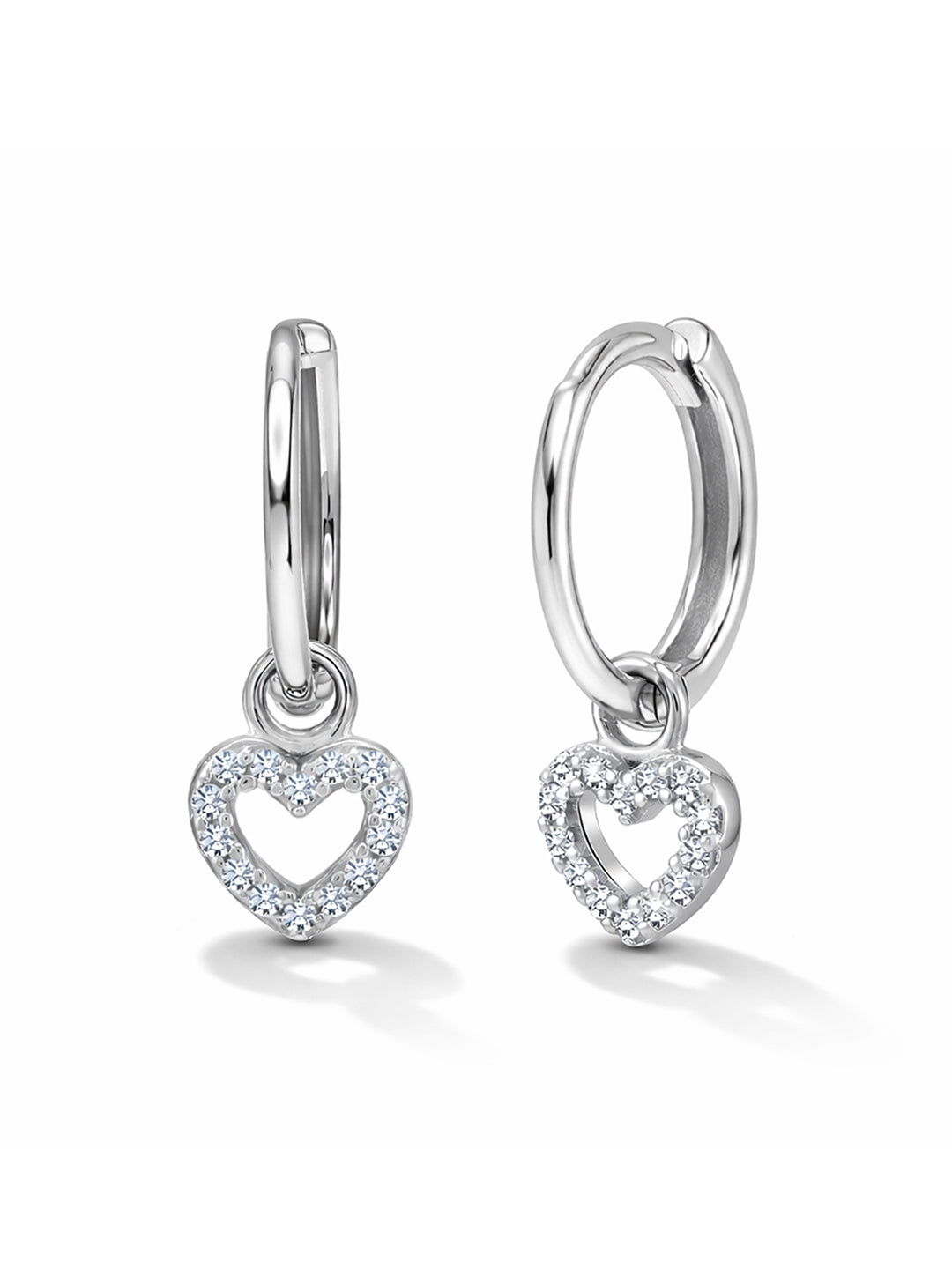 Heart CZ Pavé Huggie Hoop Earrings