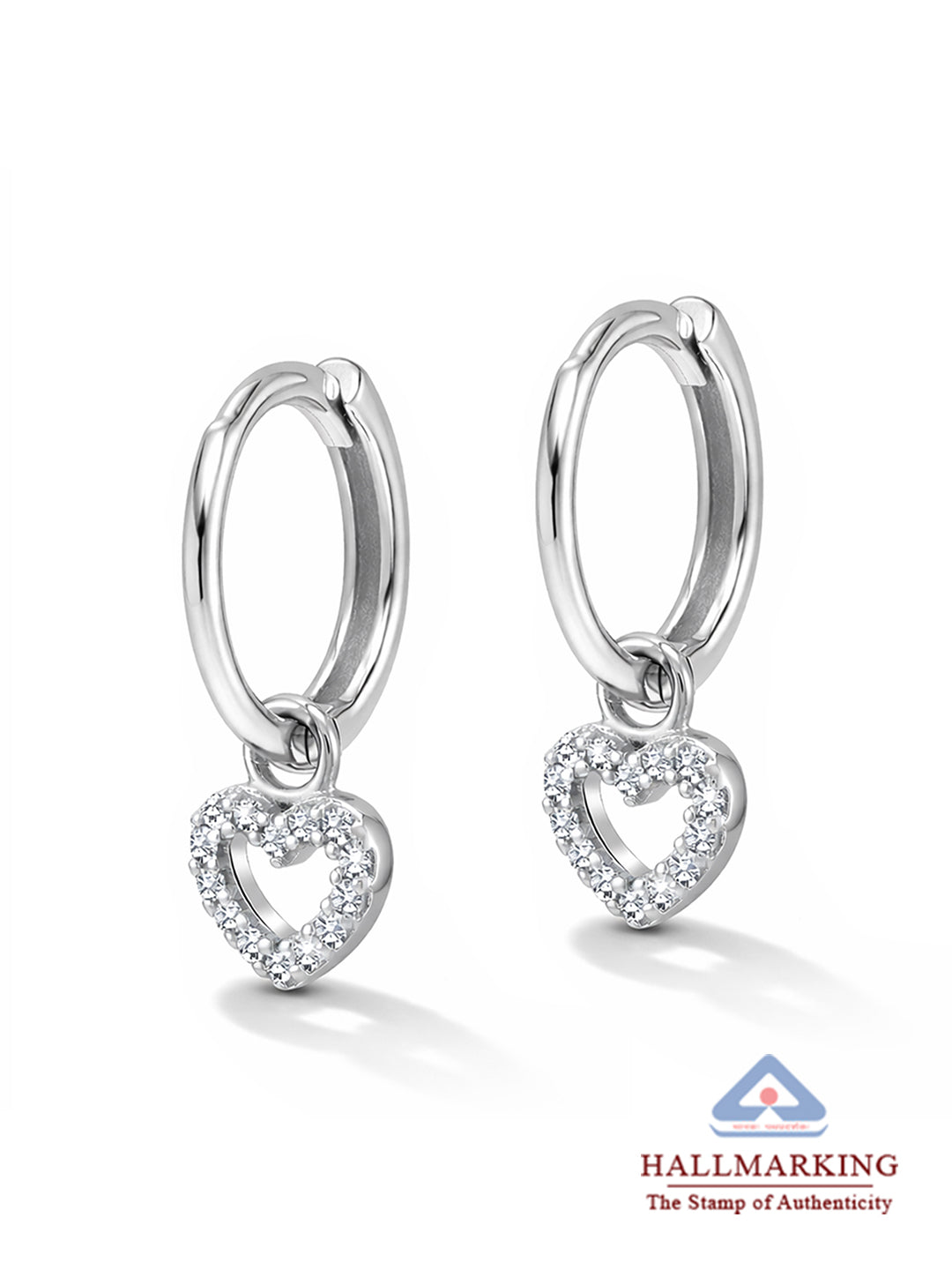 Cuore CZ Heart Charm Women's Huggie Earrings