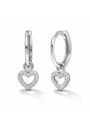 Cuore CZ Heart Charm Women's Huggie Earrings