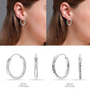 925 Sterling Silver Set of 2 Pairs Endless Sleeper Diamond-cut Classic Hoop Earrings for Women 20mm