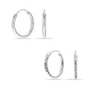925 Sterling Silver Set of 2 Pairs Endless Sleeper Diamond-cut Classic Hoop Earrings for Women 20mm