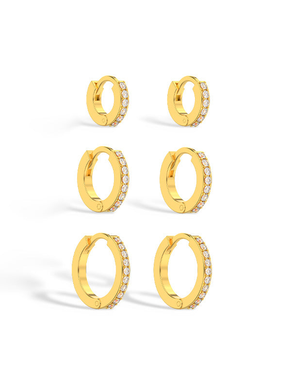 CZ Cartilage Huggie Set - 3 Pairs