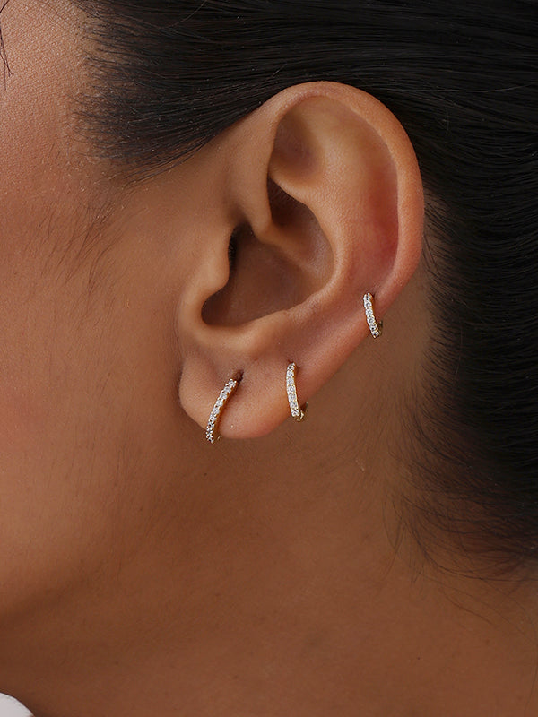 CZ Cartilage Huggie Set - 3 Pairs