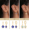 925 Sterling Silver Set of 3 Pair 14K Gold Plated Lucky Evil Eye Blue Protection Huggie Hoop Dangle Earrings for Women Teen