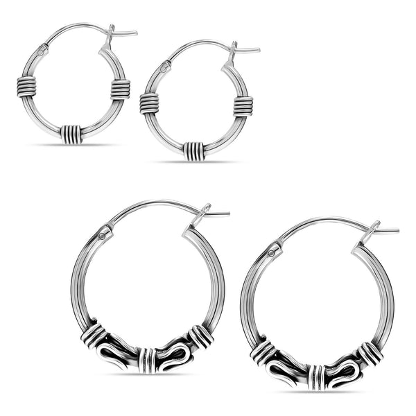 925 Sterling Silver Hoop Earrings for Women and Girls Set of 2 Pairs