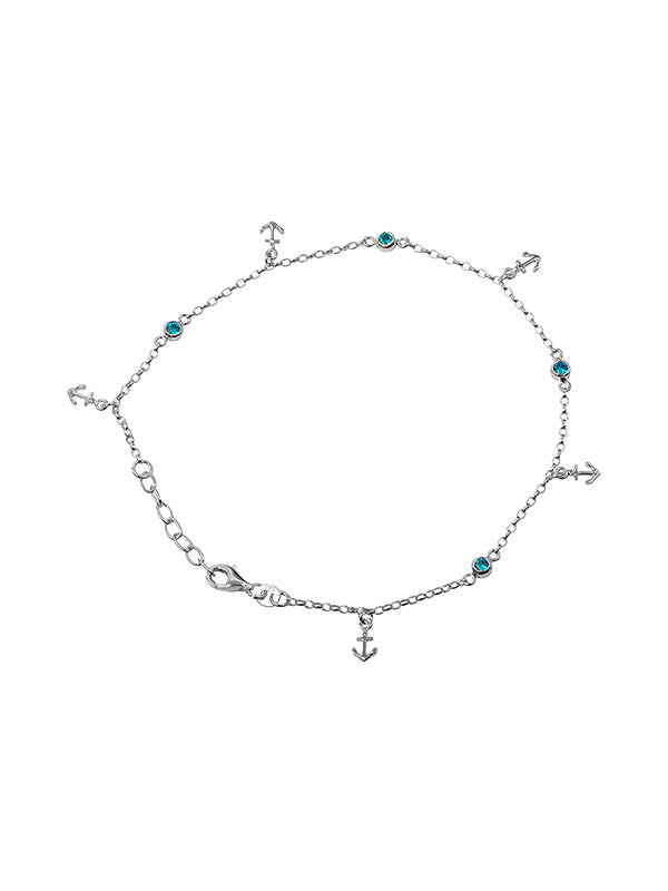 Anchor Charm Beaded Anklet