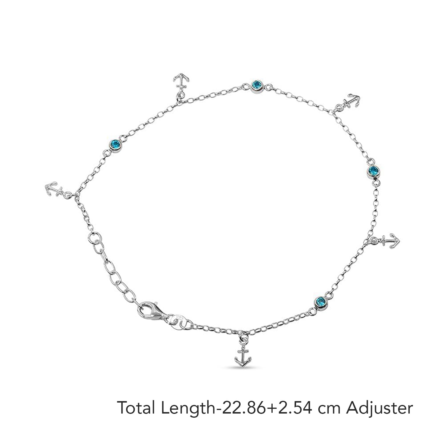 925 Sterling Silver Anchor Charm Anklet with Beads for Women (SINGLE ANKLET)