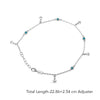 925 Sterling Silver Anchor Charm Anklet with Beads for Women (SINGLE ANKLET)