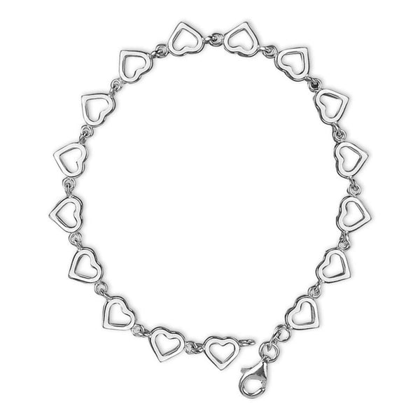 925 Sterling Silver Valentines Day Heart Bracelet with Lobster Lock for Women