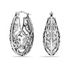 925 Sterling Silver Small Antique Oxidized Oval Mesh Filigree Hoop Earring for Women