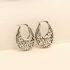 925 Sterling Silver Small Antique Oxidized Oval Mesh Filigree Hoop Earring for Women