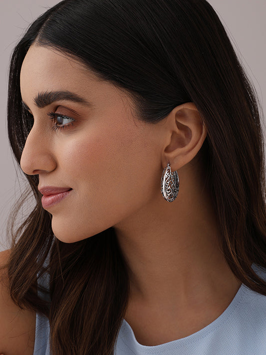 Antique Oval Mesh Filigree Hoops