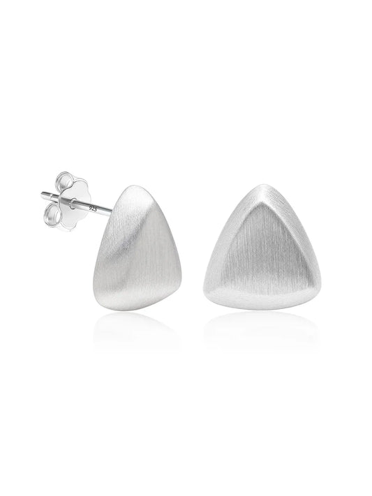 Triangular Sculptural Studs in Silver