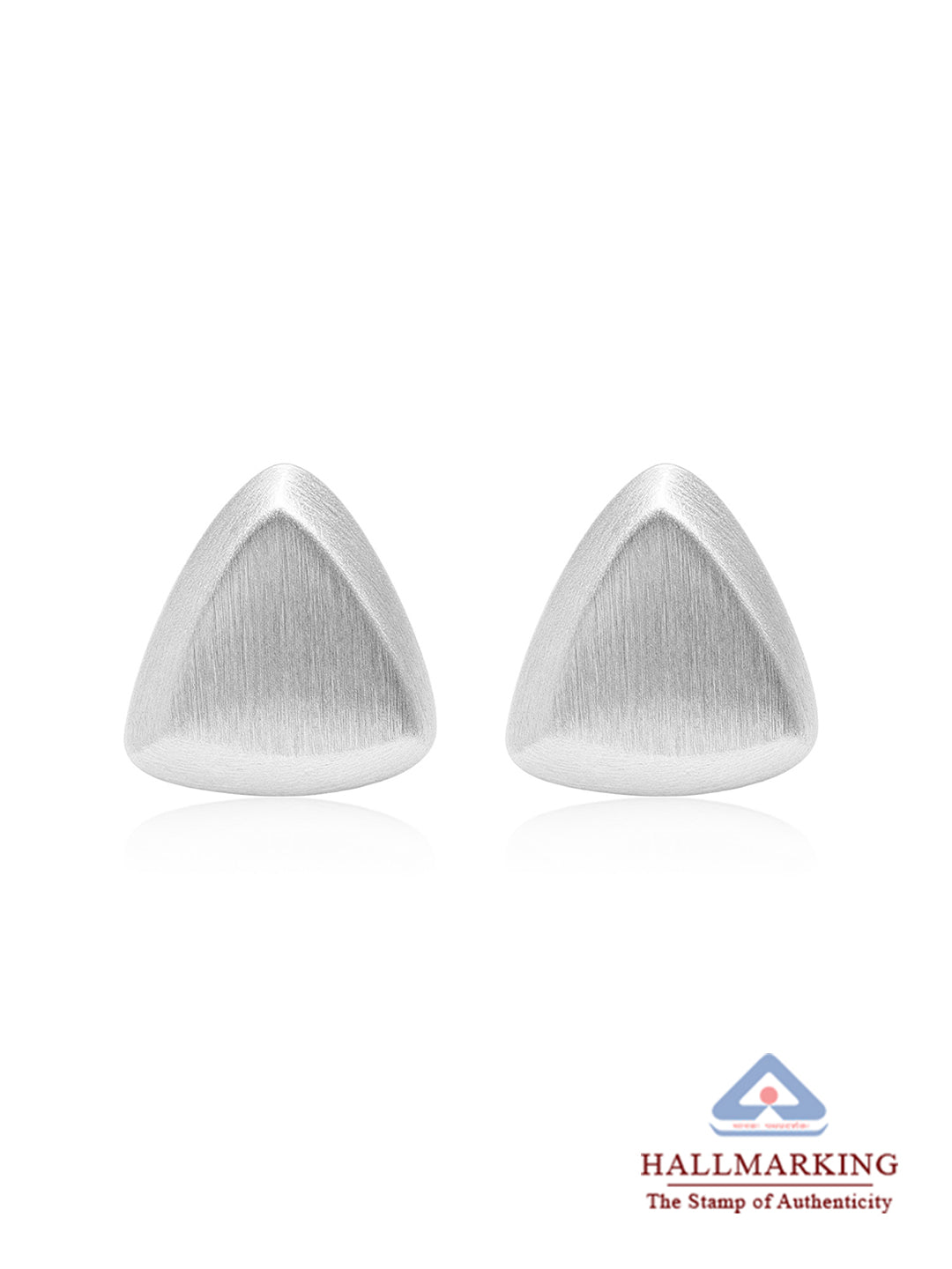 Triangular Sculptural Studs in Silver