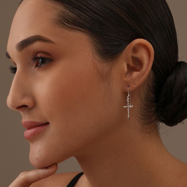 925 Sterling Silver Cross-Earrings for Teen Women and Girls
