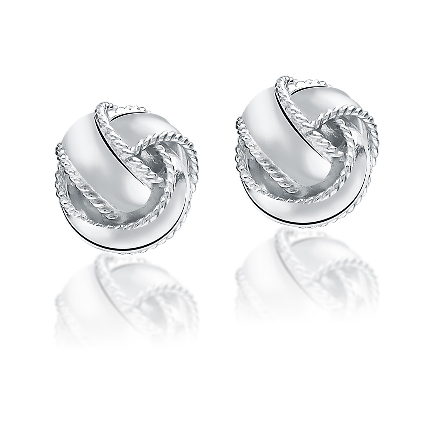 925 Sterling Silver Love Knot Round Ball Stunning Shine Stud Earrings for Women