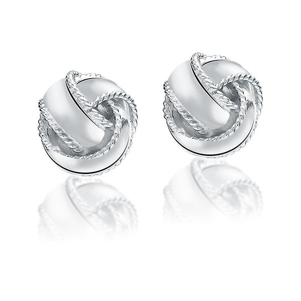 925 Sterling Silver Love Knot Round Ball Stunning Shine Stud Earrings for Women