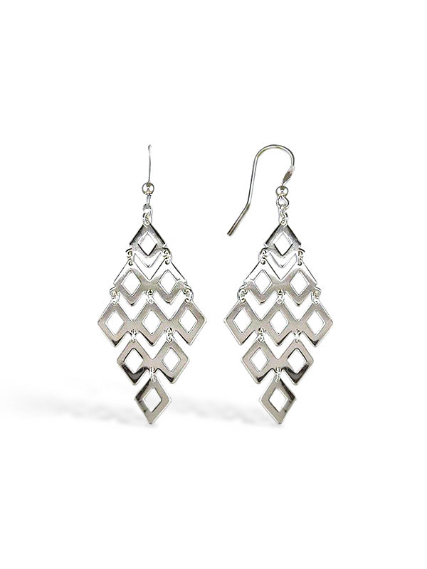 925 Sterling Silver Diamond shape Drop Earrings for Women