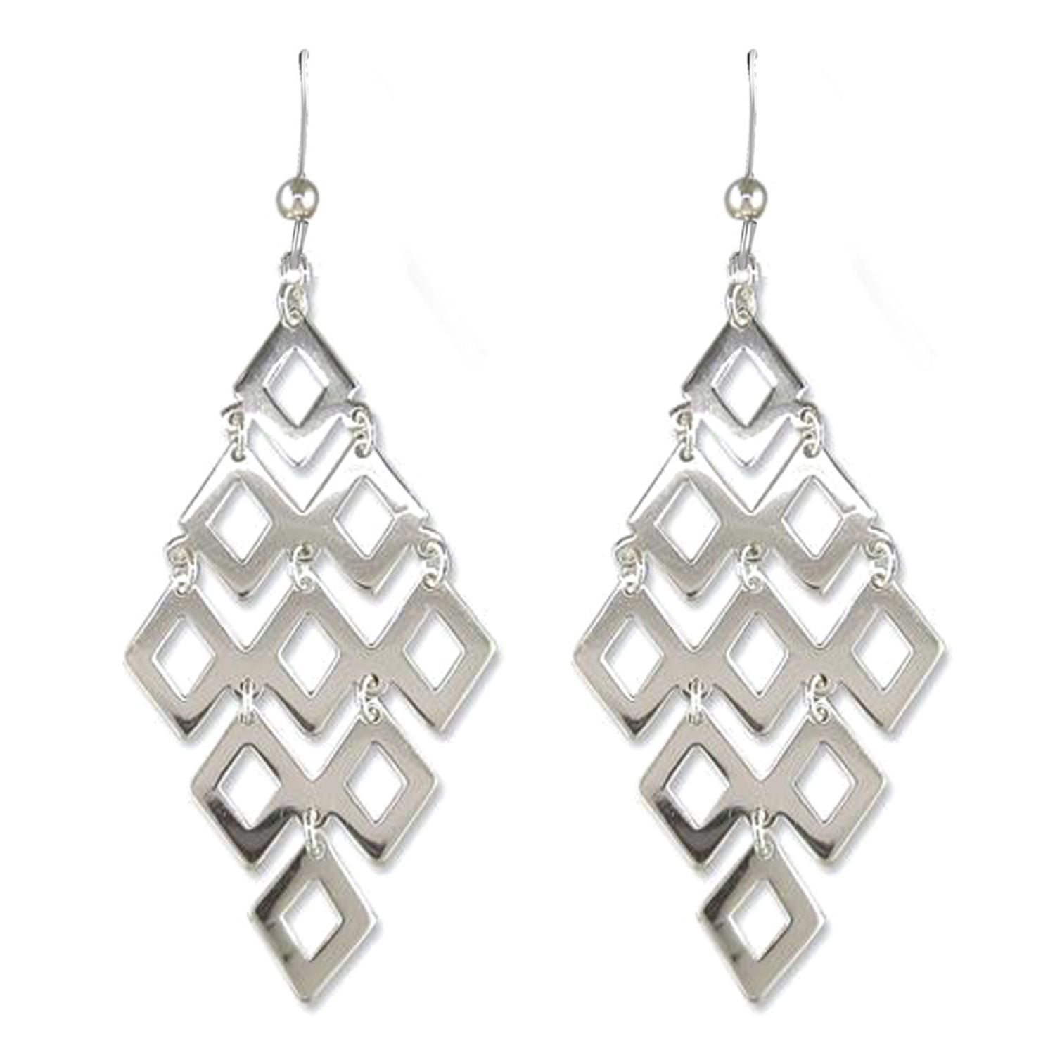 925 Sterling Silver Diamond shape Drop Earrings for Women