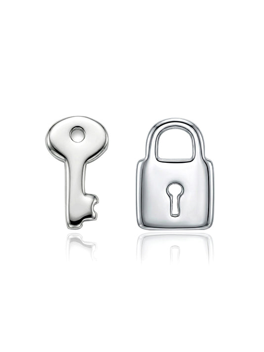 Lock & Key Sculptural Studs in Silver