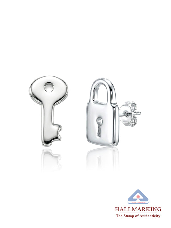 Lock & Key Sculptural Studs in Silver