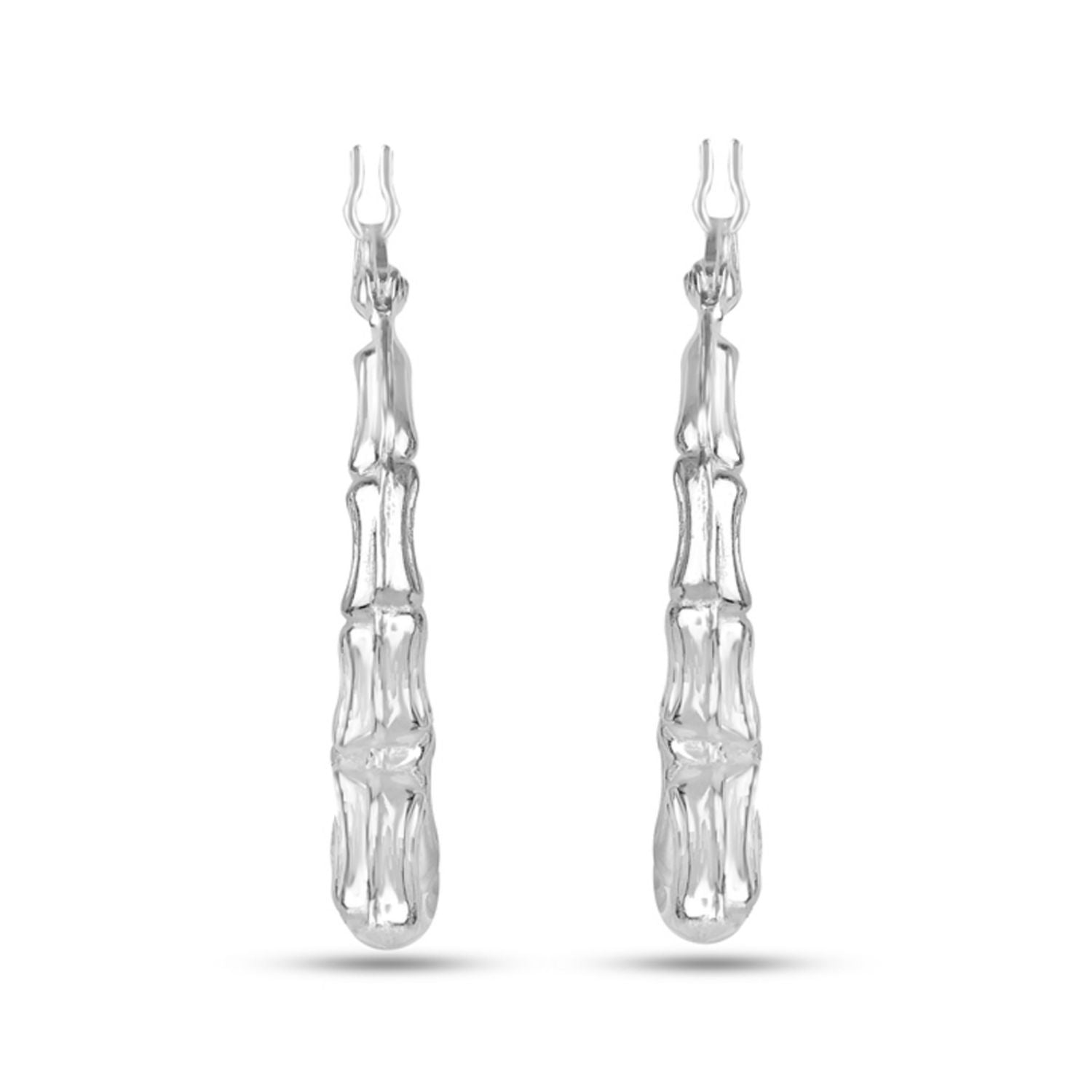 925 Sterling Silver Bamboo Hoop Earrings for Women