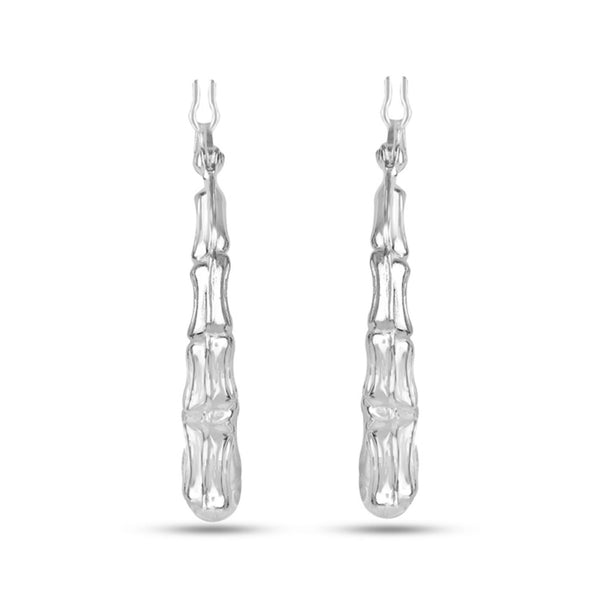 925 Sterling Silver Bamboo Hoop Earrings for Women