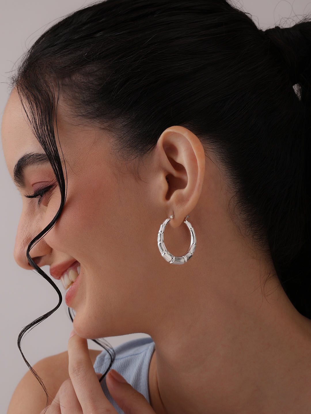 Bamboo Textured Hoop Earrings