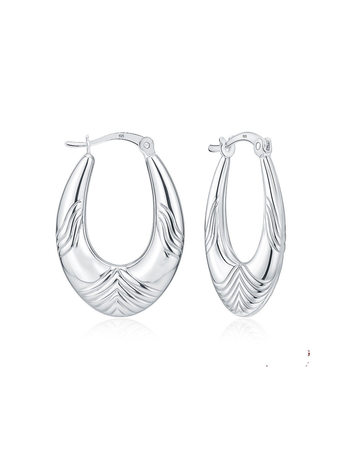 Conchiglia Ribbed Textured Women's Hoop Earrings