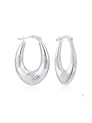 Conchiglia Ribbed Textured Women's Hoop Earrings
