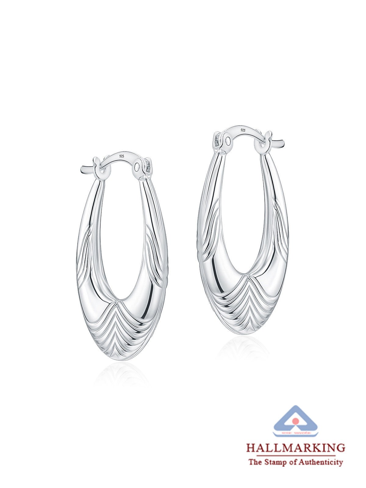 Conchiglia Ribbed Textured Women's Hoop Earrings