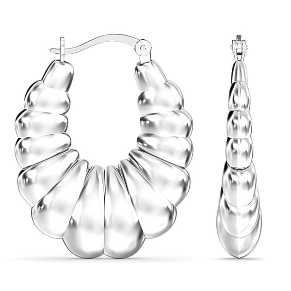 925 Sterling Silver Hollow Puff Hoop Earrings for Women Teen 34MM