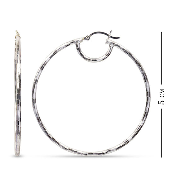 925 Sterling Silver Diamond Cut Hoop Earrings for Women 50MM