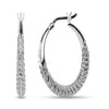 925 Sterling Silver Classic Diamond-Cut Hoop Earrings for Women