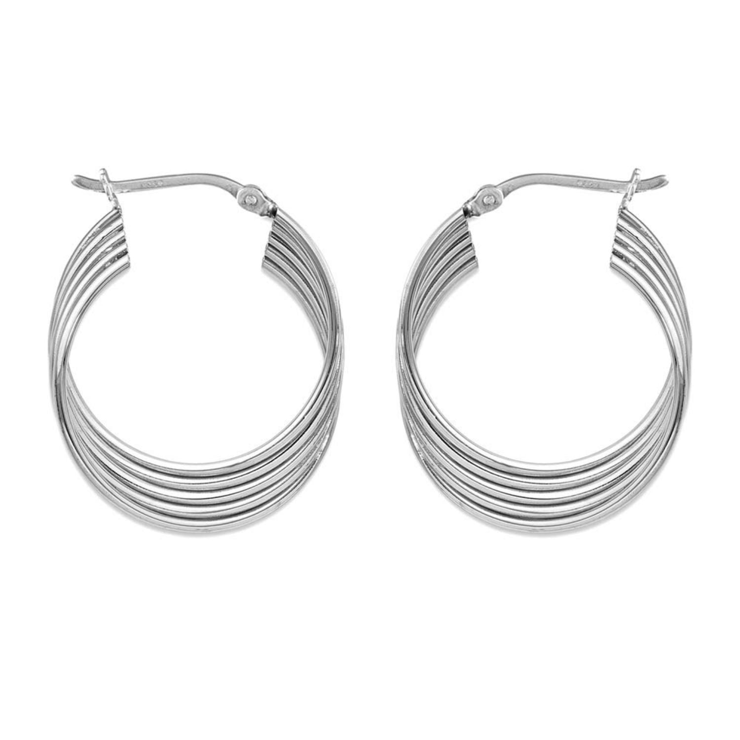 925 Sterling Silver Fancy Hoop Earrings for Women
