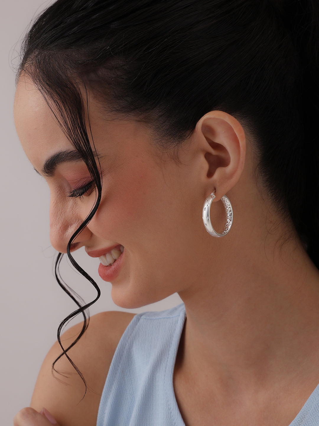 Diamond-Cut Faceted Hoops