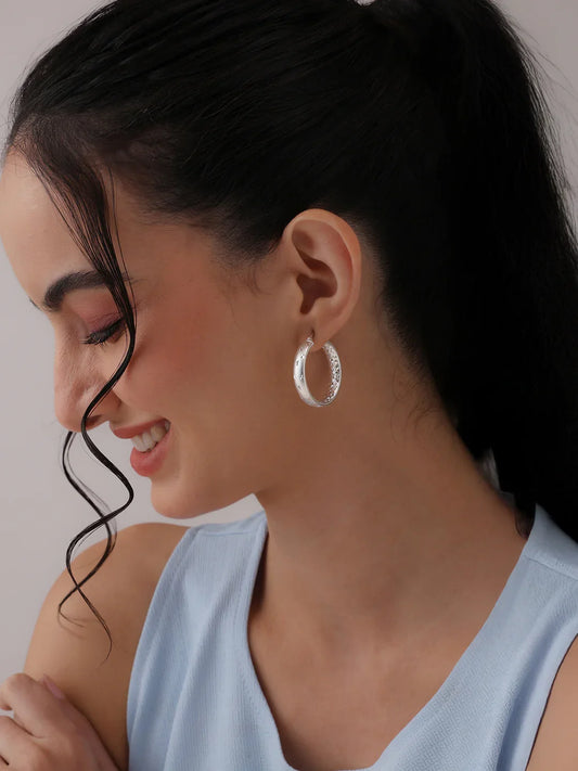 Sfaccetto Diamond-Cut Faceted Women's Hoop Earrings