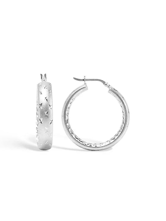 Sfaccetto Diamond-Cut Faceted Women's Hoop Earrings