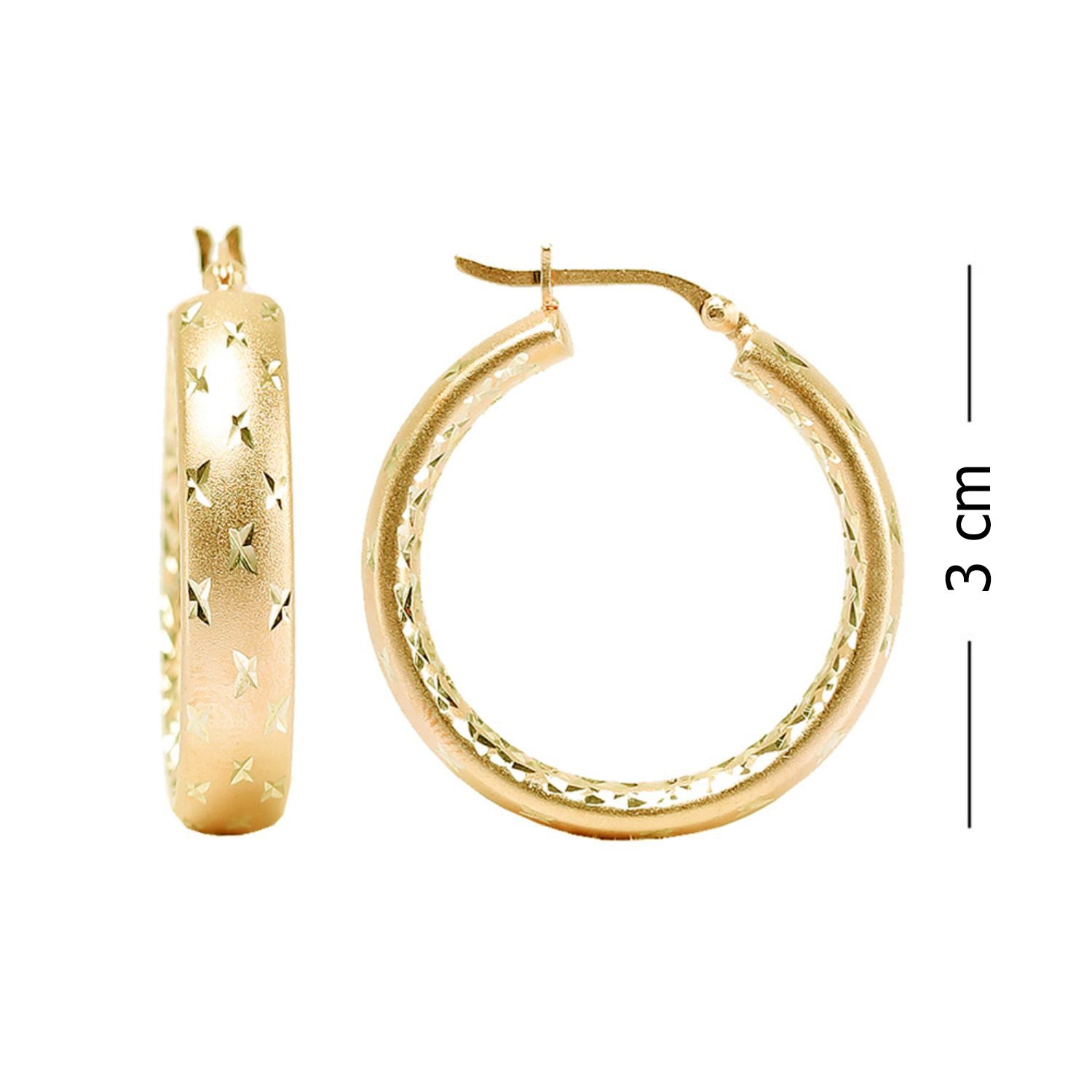 925 Sterling Silver Gold Plated Hoop Earrings for Women 30 MM
