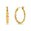 925 Sterling Silver Yellow Gold-Plated Chain Links Hoop Earrings for Women Teen