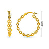 925 Sterling Silver Yellow Gold-Plated Chain Links Hoop Earrings for Women Teen
