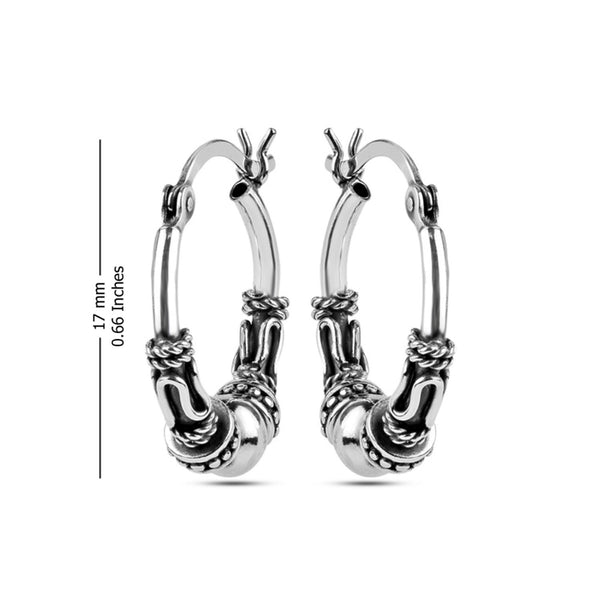 925 Sterling Silver Antique Spiral Bali Hoop Earrings for Women