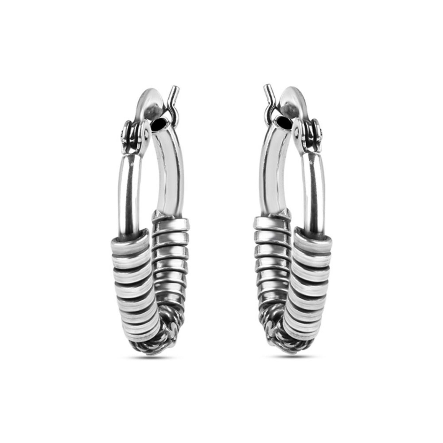 925 Sterling Silver Antique Tribal Hoop Earrings for Teen Women