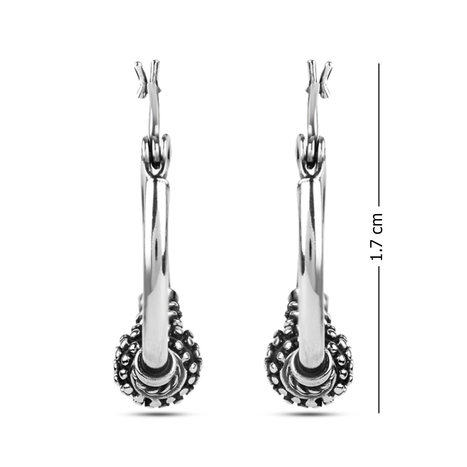 925 Sterling Silver Antique Bali Hoop Earrings for Girl
